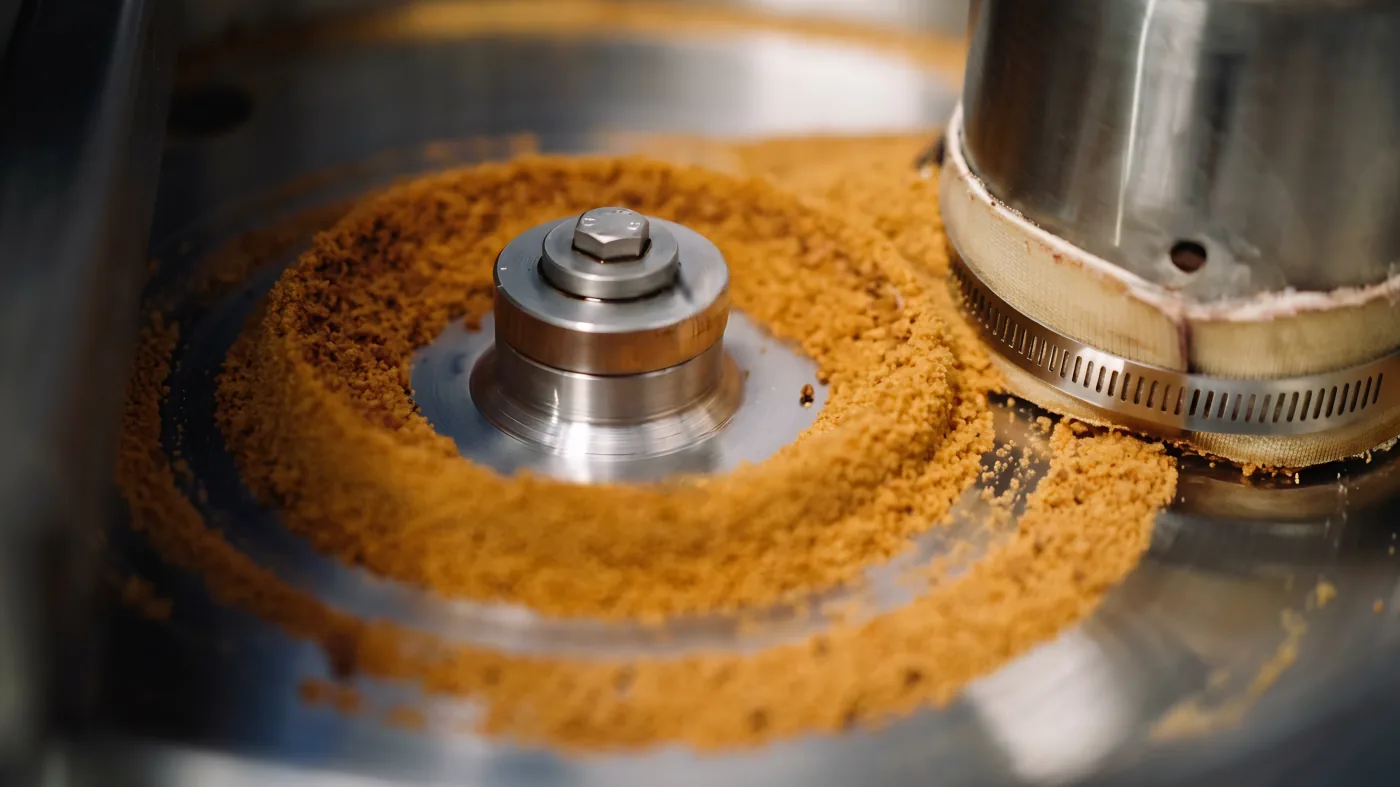 Golden arenga granules in the mill